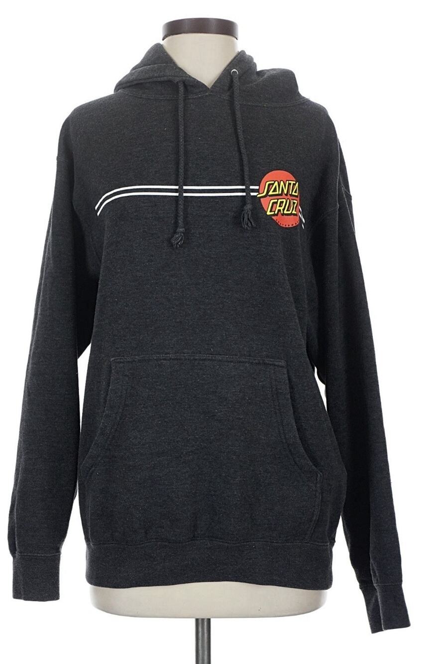 Santa Cruz Skateboards Hoodie Jacket Mens S Gray Pullover Graphic Logo Skater